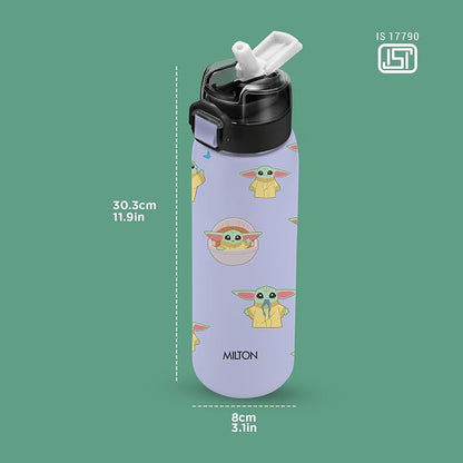 Milton Steel Force 900 Stainless Steel Bottle - Outside Plastic Inside Stainless Steel (Twin Flow: Gulper Plus Straw Sipper)