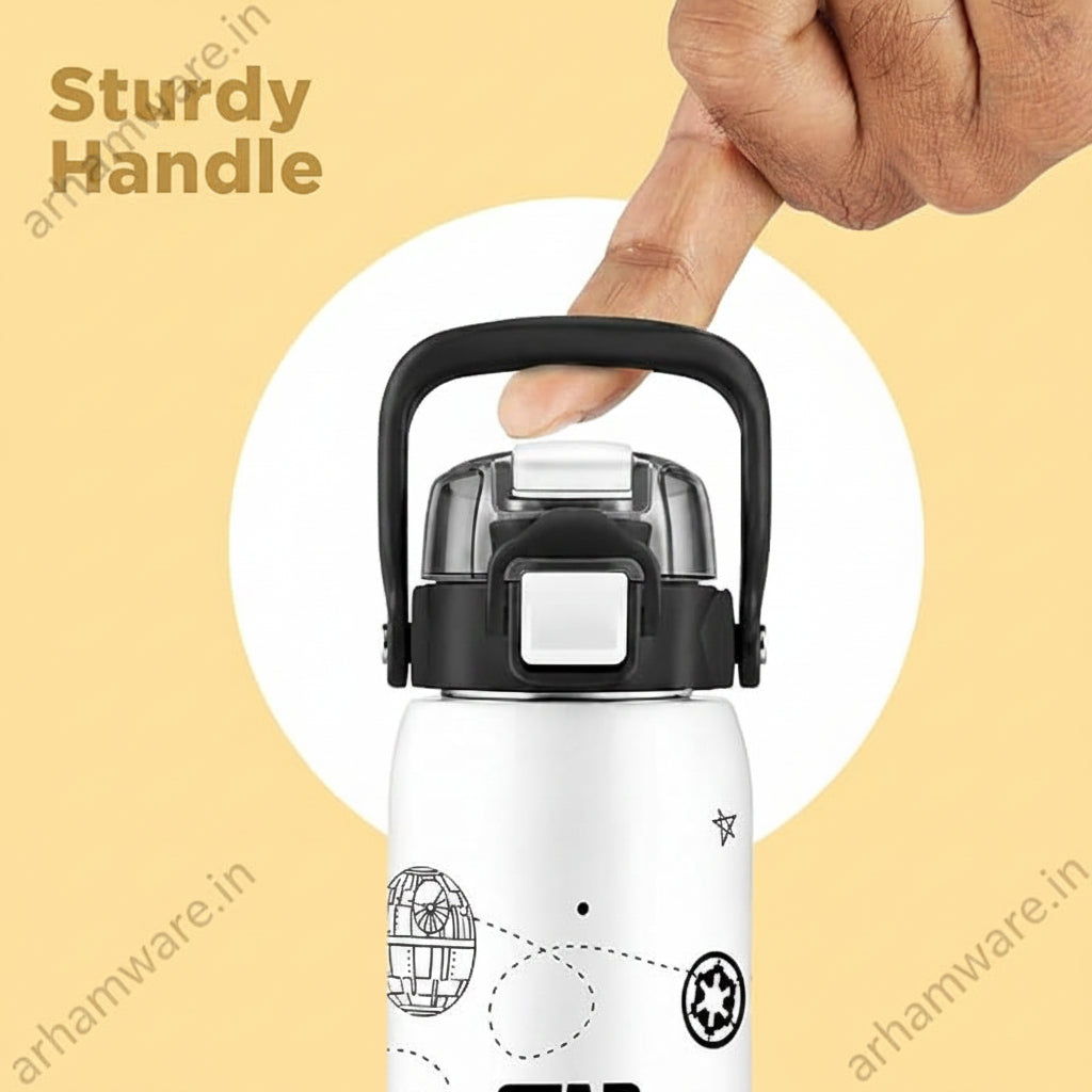 Milton Steel Force 900 Stainless Steel Bottle - Outside Plastic Inside Stainless Steel (Twin Flow: Gulper Plus Straw Sipper)