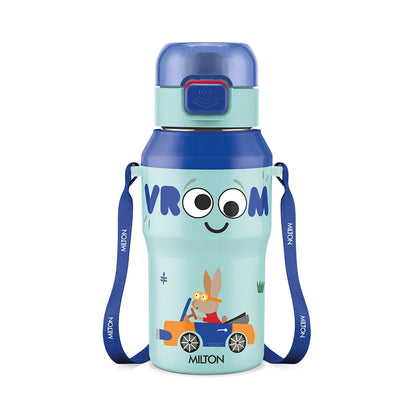 Milton Steel Helio 400 Stainless Steel Bottle - Outside Plastic Inside Stainless Steel (Twin Flow: Gulper Plus Straw Sipper)