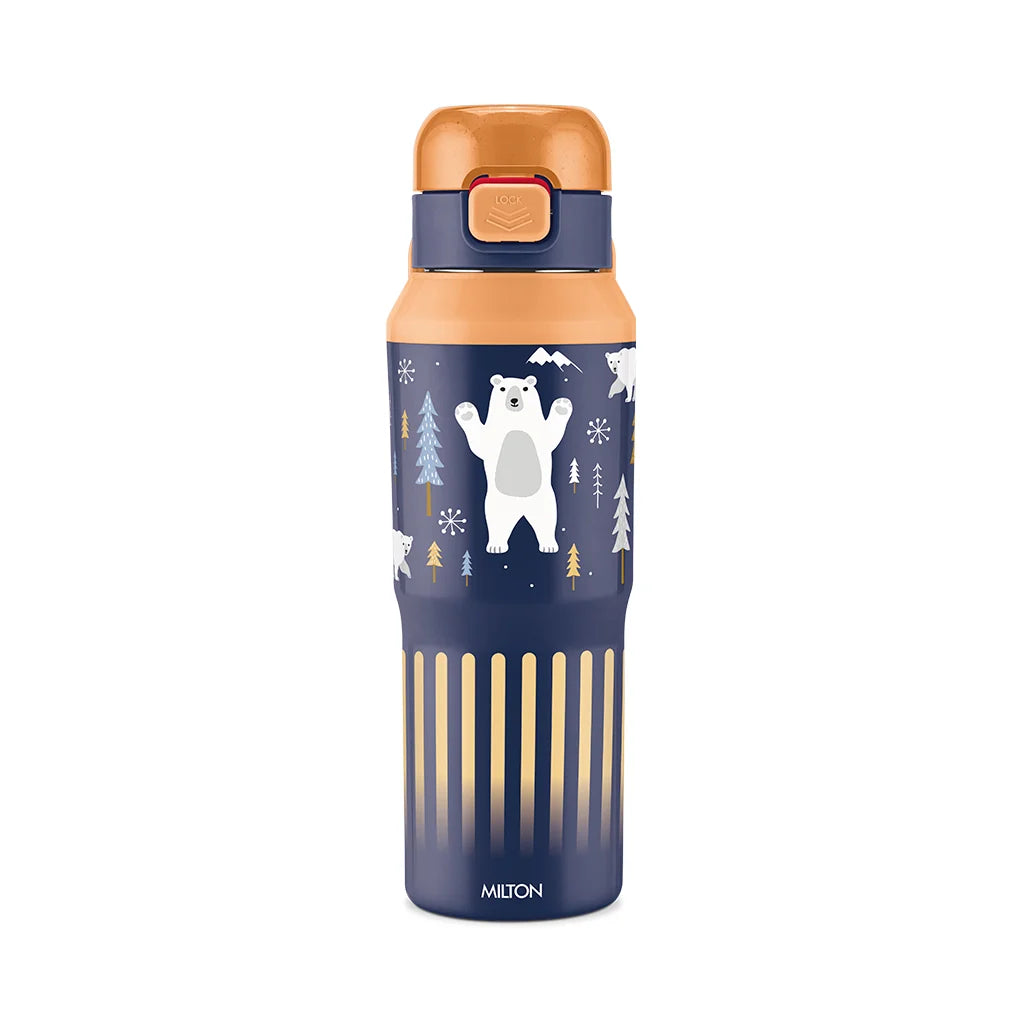 Milton Steel Helio 600 Stainless Steel Bottle - Outside Plastic Inside Stainless Steel (Twin Flow: Gulper Plus Straw Sipper)