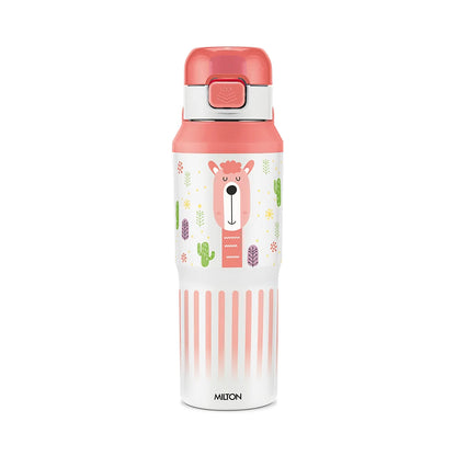 Milton Steel Helio 600 Stainless Steel Bottle - Outside Plastic Inside Stainless Steel (Twin Flow: Gulper Plus Straw Sipper)