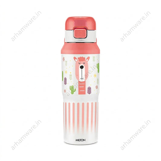Milton Steel Helio 600 Stainless Steel Bottle - Outside Plastic Inside Stainless Steel (Twin Flow: Gulper Plus Straw Sipper)