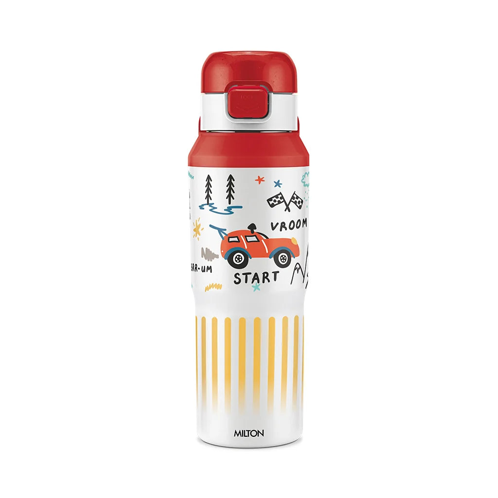 Milton Steel Helio 600 Stainless Steel Bottle - Outside Plastic Inside Stainless Steel (Twin Flow: Gulper Plus Straw Sipper)