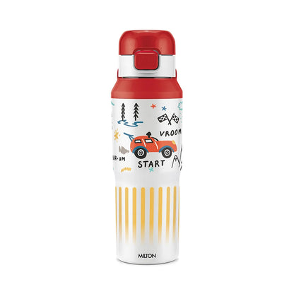 Milton Steel Helio 600 Stainless Steel Bottle - Outside Plastic Inside Stainless Steel (Twin Flow: Gulper Plus Straw Sipper)