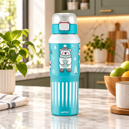 Milton Steel Helio 600 Stainless Steel Bottle - Outside Plastic Inside Stainless Steel (Twin Flow: Gulper Plus Straw Sipper)