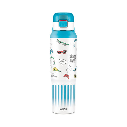 Milton Steel Helio 900 Stainless Steel Bottle - Outside Plastic Inside Stainless Steel (Twin Flow: Gulper Plus Straw Sipper)