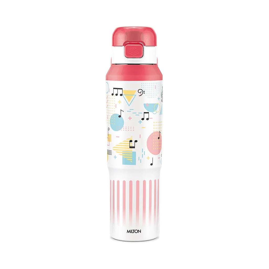 Milton Steel Helio 900 Stainless Steel Bottle - Outside Plastic Inside Stainless Steel (Twin Flow: Gulper Plus Straw Sipper)