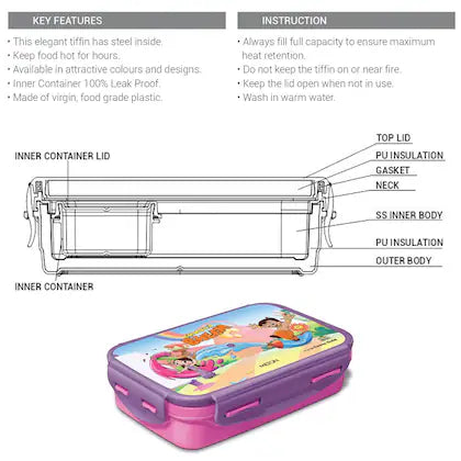 Milton Steely Elite Big Kids Lunch Box with Inner Container