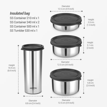Milton Tasty Lunch Combo Delux with 4 Containers, 1 Tumbler and 1 Bag