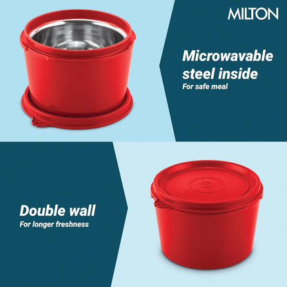 Milton Town Case Microwavable Lunch Box Outside Plastic, Inside Stainless Steel with Bag