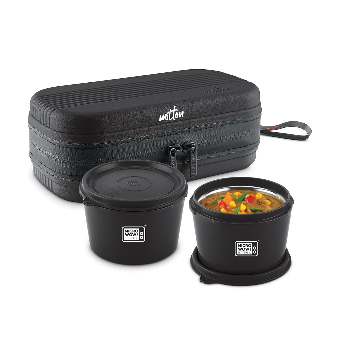 Milton Town Case Microwavable Lunch Box Outside Plastic, Inside Stainless Steel with Bag