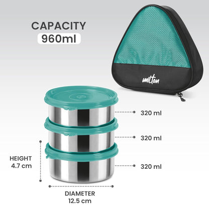 Milton Trident Stainless Steel Lunch Set 3 Container with Bag