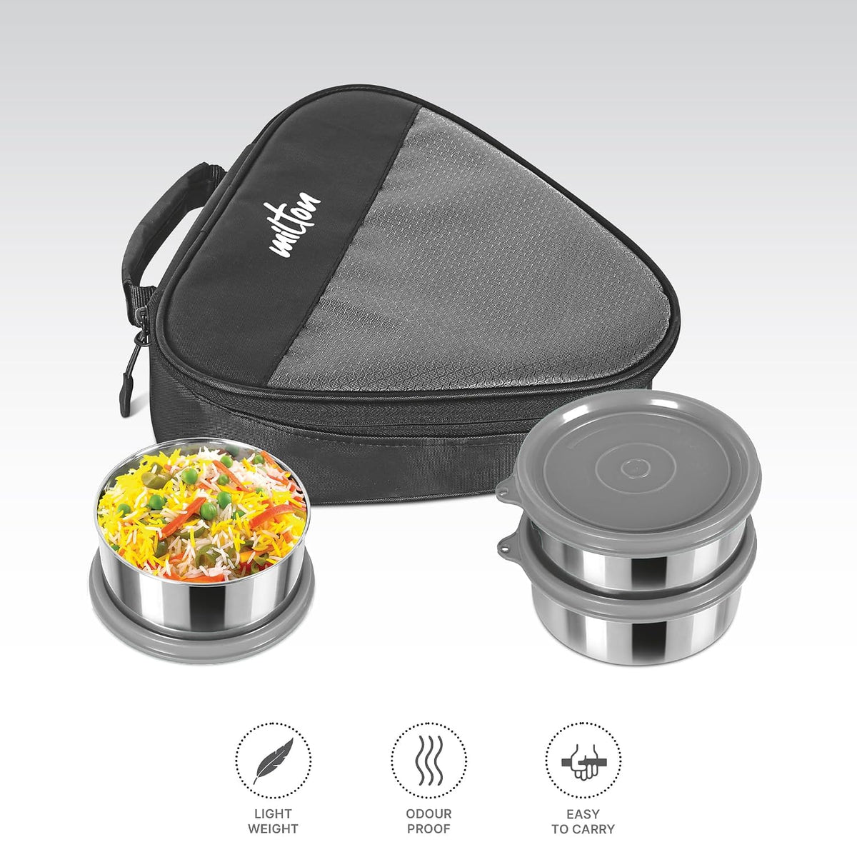 Milton Trident Stainless Steel Lunch Set 3 Container with Bag