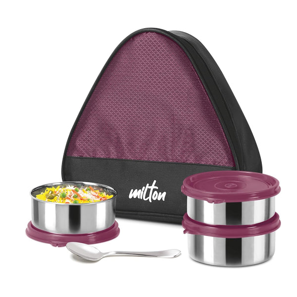 Milton Trident Stainless Steel Lunch Set 3 Container with Bag