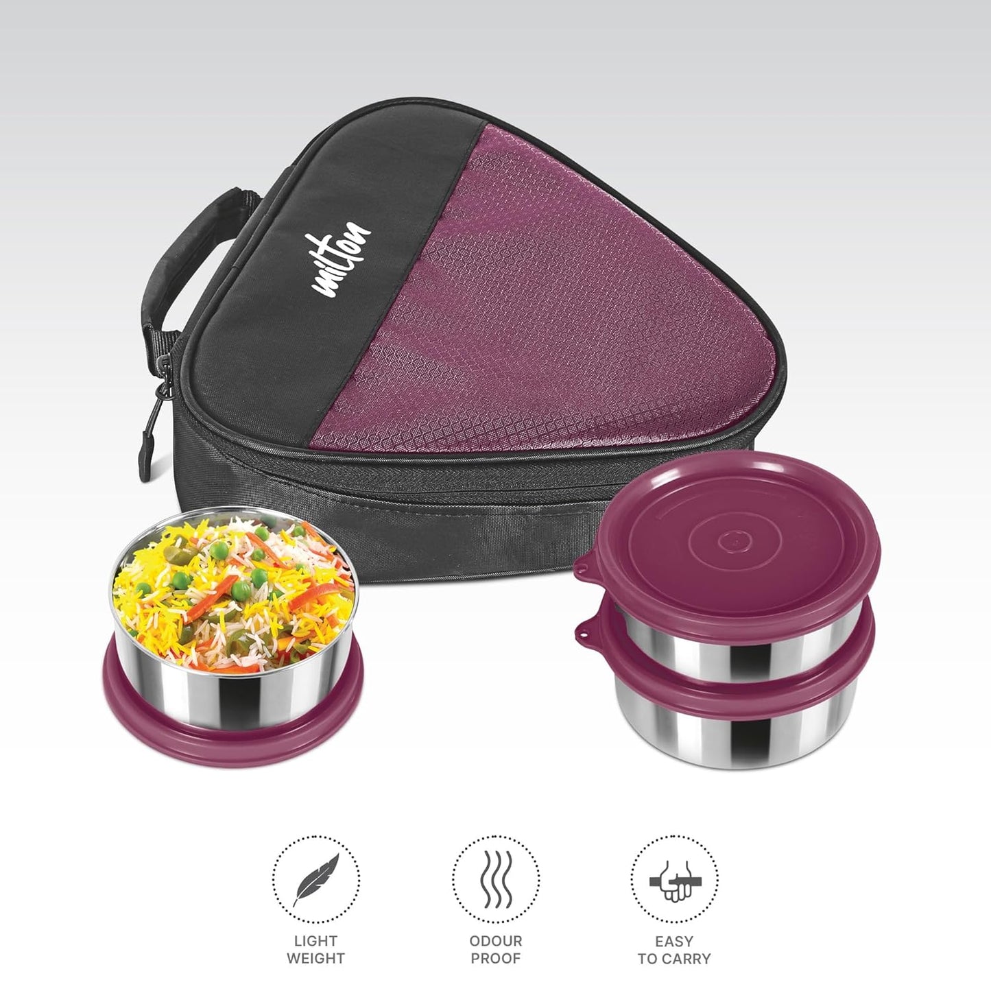 Milton Trident Stainless Steel Lunch Set 3 Container with Bag