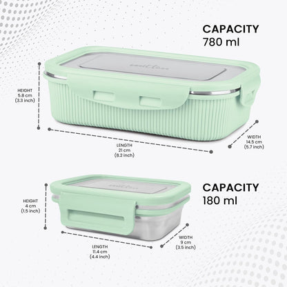 Milton Cool Touch Epic Lunch Box With Inner Container - Plastic Outside Steel Inside Microwavable without Lid - Random Colors