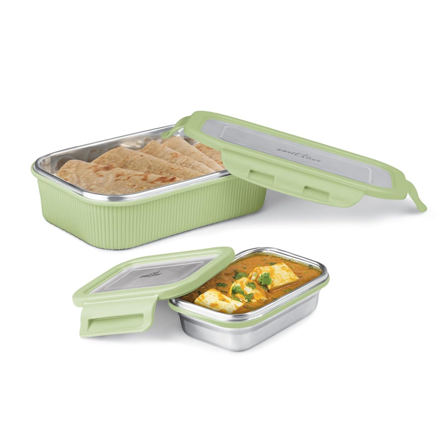 Milton Cool Touch Epic Lunch Box With Inner Container - Plastic Outside Steel Inside Microwavable without Lid - Random Colors