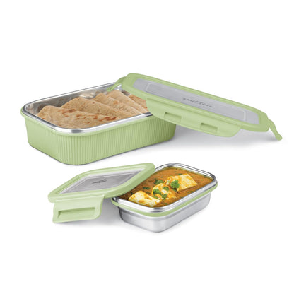 Milton Cool Touch Epic Lunch Box With Inner Container - Plastic Outside Steel Inside Microwavable without Lid - Random Colors