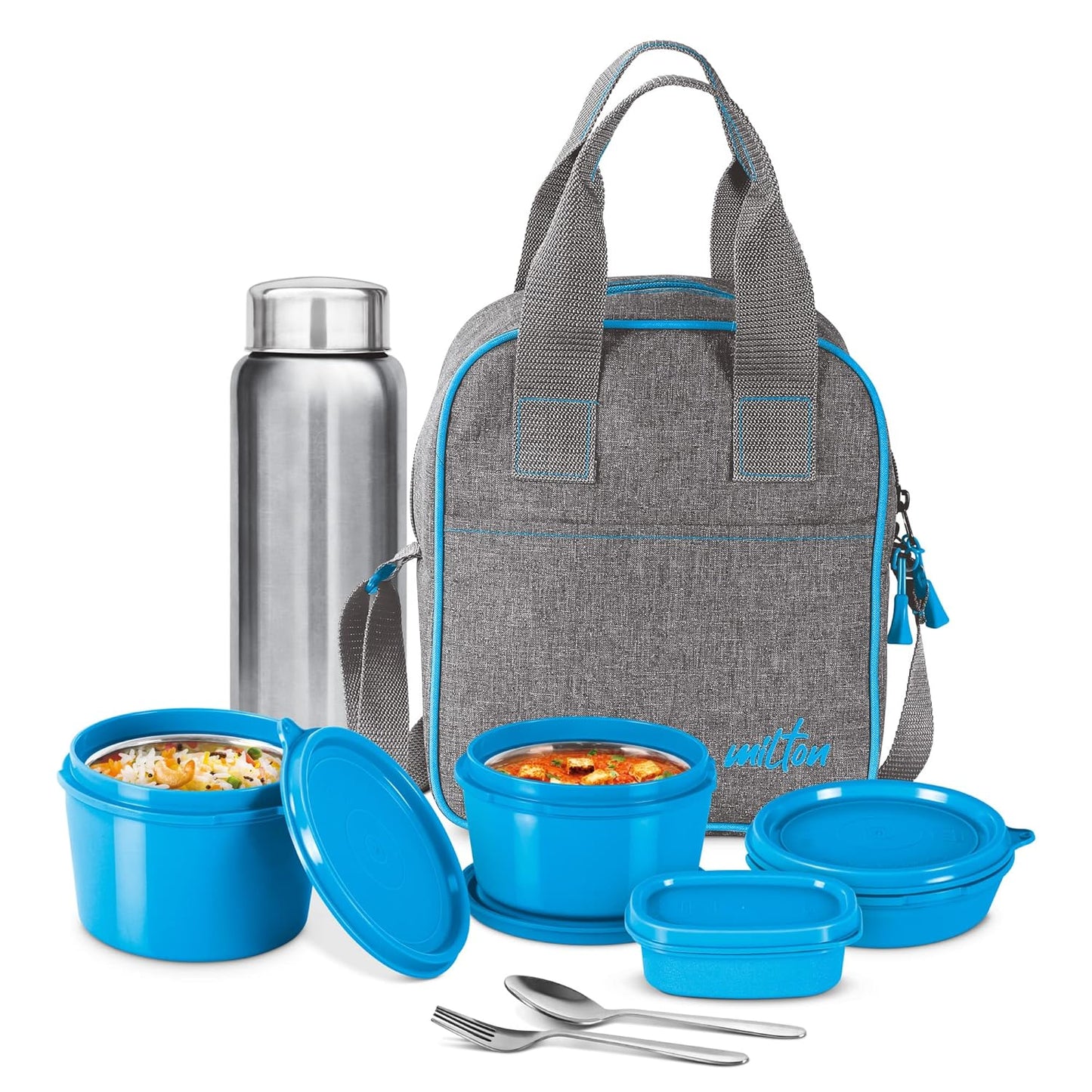 Milton Savor Microwavable Lunch Set with Bottle (Inside Stainless Steel Outside Plastic)