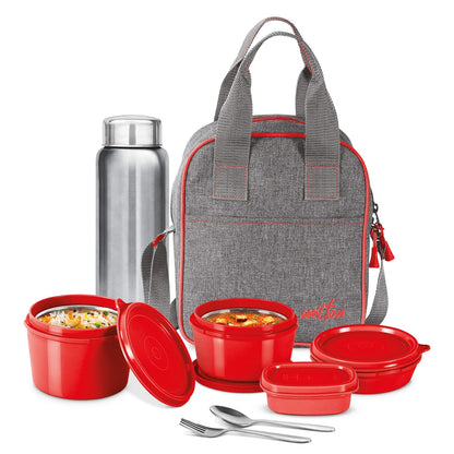 Milton Savor Microwavable Lunch Set with Bottle (Inside Stainless Steel Outside Plastic)