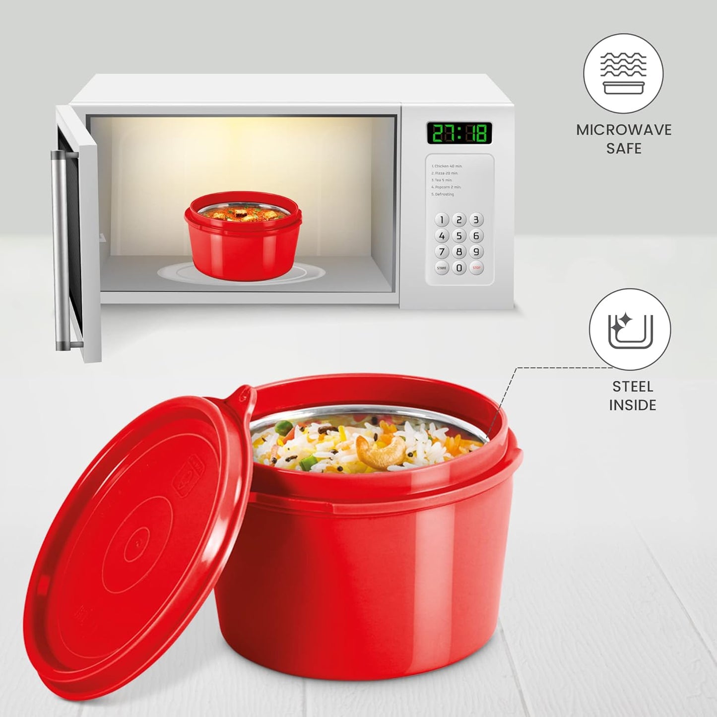 Milton Savor Microwavable Lunch Set with Bottle (Inside Stainless Steel Outside Plastic)