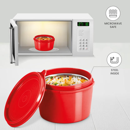 Milton Savor Microwavable Lunch Set with Bottle (Inside Stainless Steel Outside Plastic)