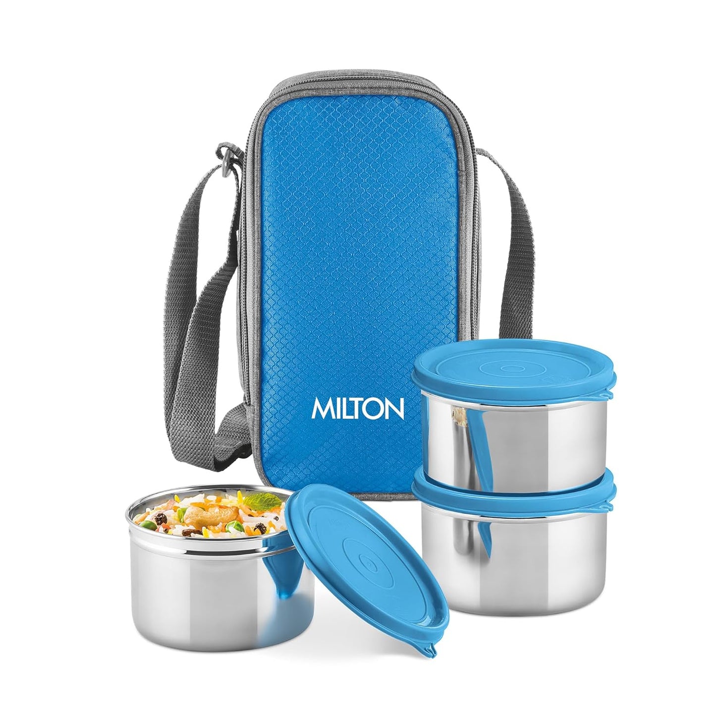 Milton Stack Pack 3 Lunch Set with 3 Stainless Steel Containers and Bag