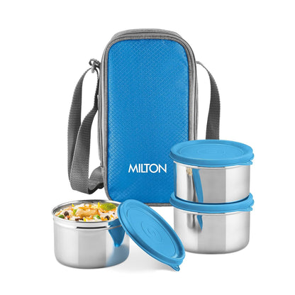 Milton Stack Pack 3 Lunch Set with 3 Stainless Steel Containers and Bag