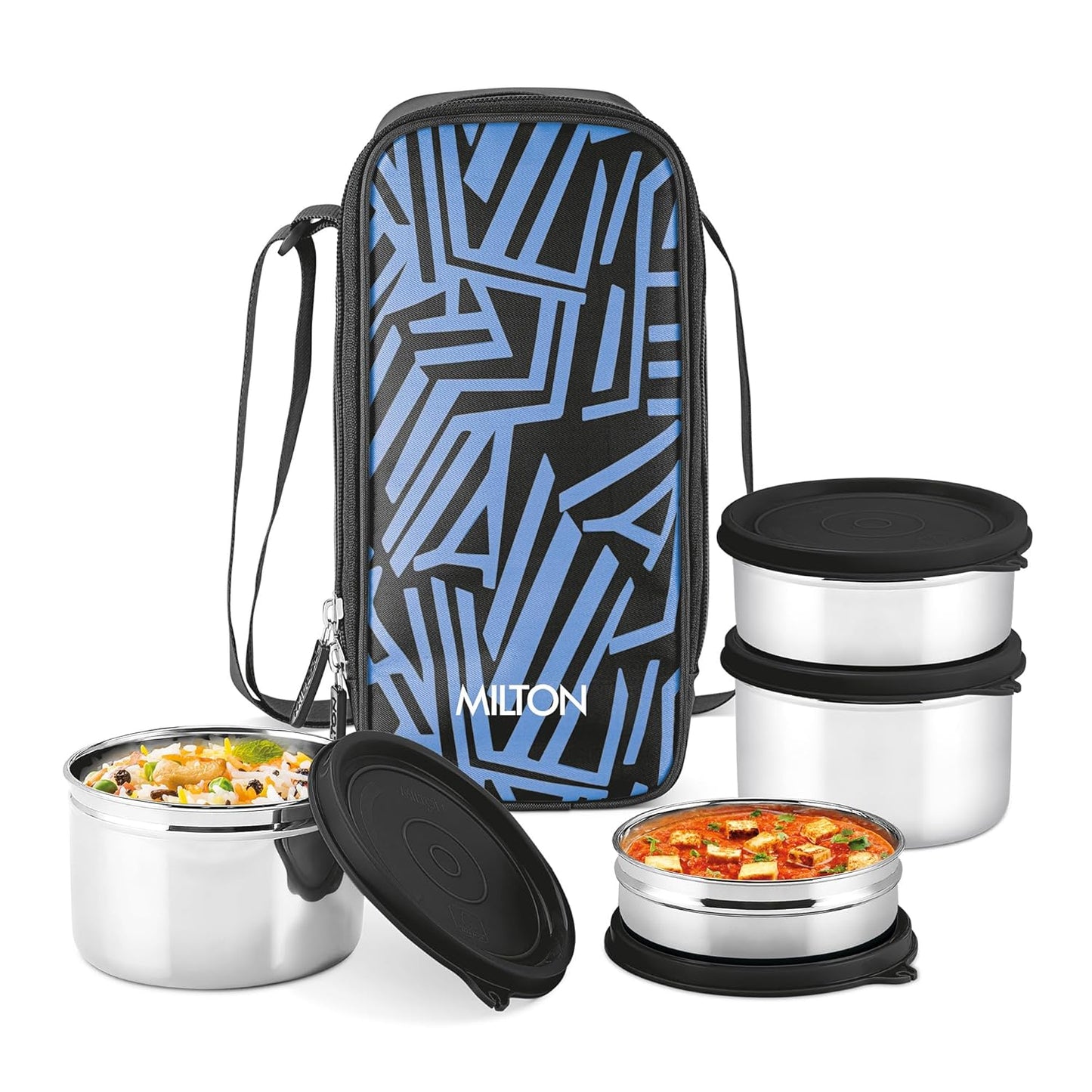 Milton Stack Pack 4 Lunch Set with 4 Stainless Steel Containers and Bag
