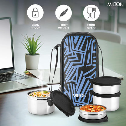 Milton Stack Pack 4 Lunch Set with 4 Stainless Steel Containers and Bag