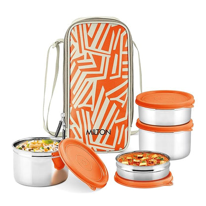 Milton Stack Pack 4 Lunch Set with 4 Stainless Steel Containers and Bag