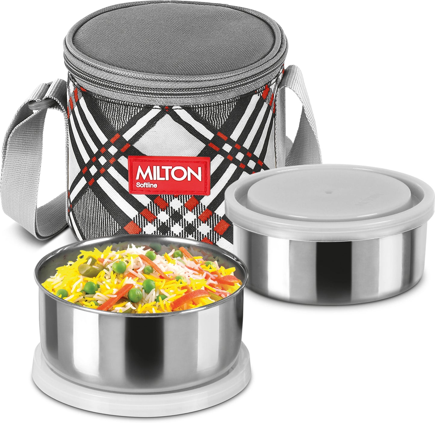 Milton Steel Treat 2 Stainless Steel Lunch Set with 2 Stainless Steel Containers and Bag