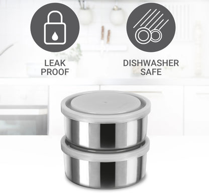 Milton Steel Treat 2 Stainless Steel Lunch Set with 2 Stainless Steel Containers and Bag