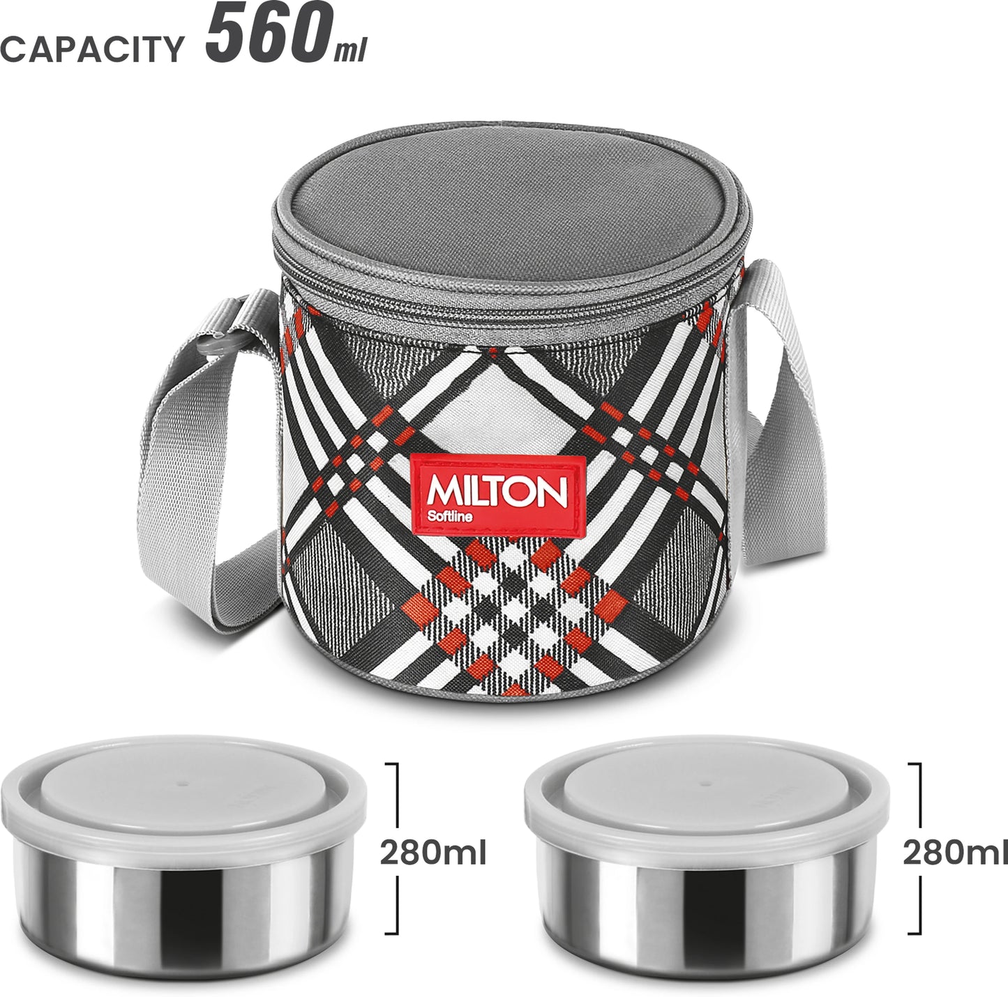 Milton Steel Treat 2 Stainless Steel Lunch Set with 2 Stainless Steel Containers and Bag