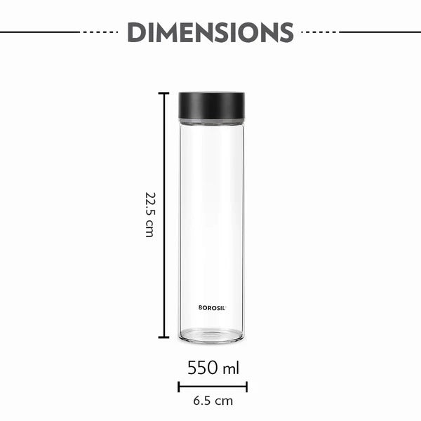 Borosil 550ml Borosilicate Glass Bottle