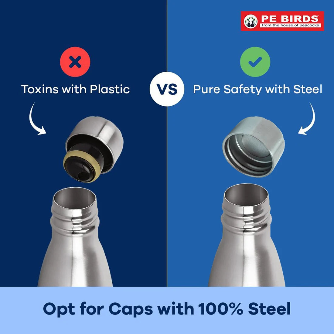 PE Birds Cola 750 Thermal Vacuum Insulated Steel Cap Bottle