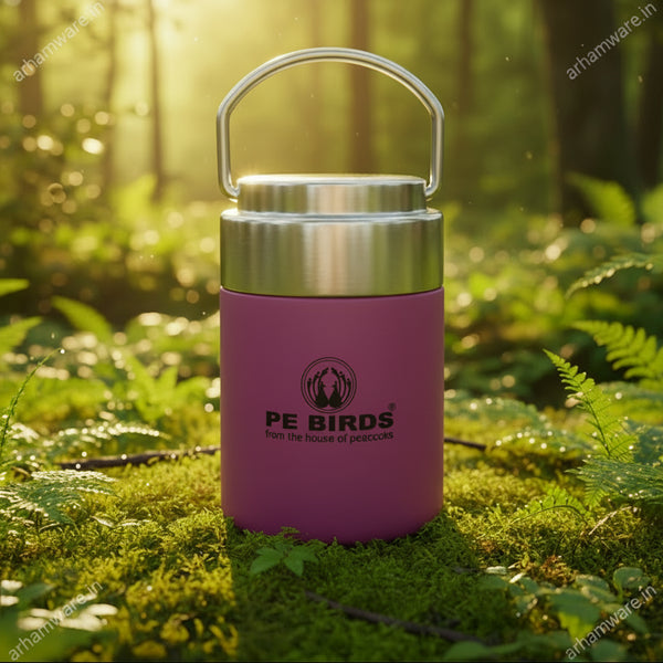 PE Birds Flow Sambar Jar 180ml Thermal Vacuum Insulated Food Jar