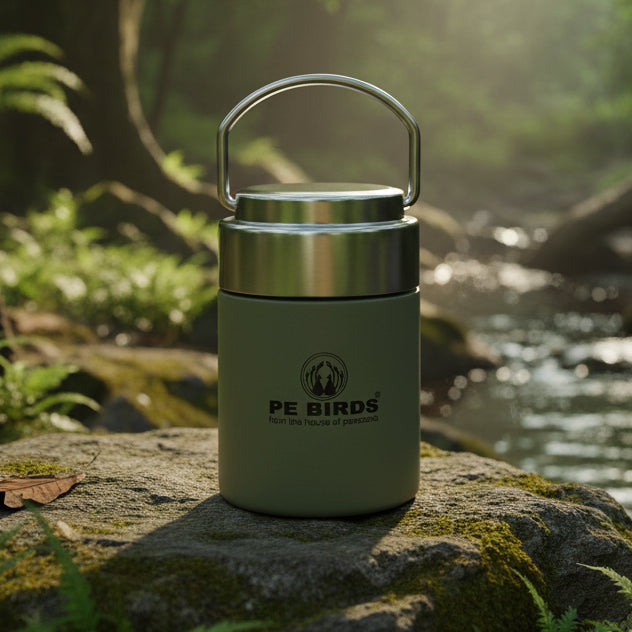 PE Birds Flow Sambar Jar 180ml Thermal Vacuum Insulated Food Jar