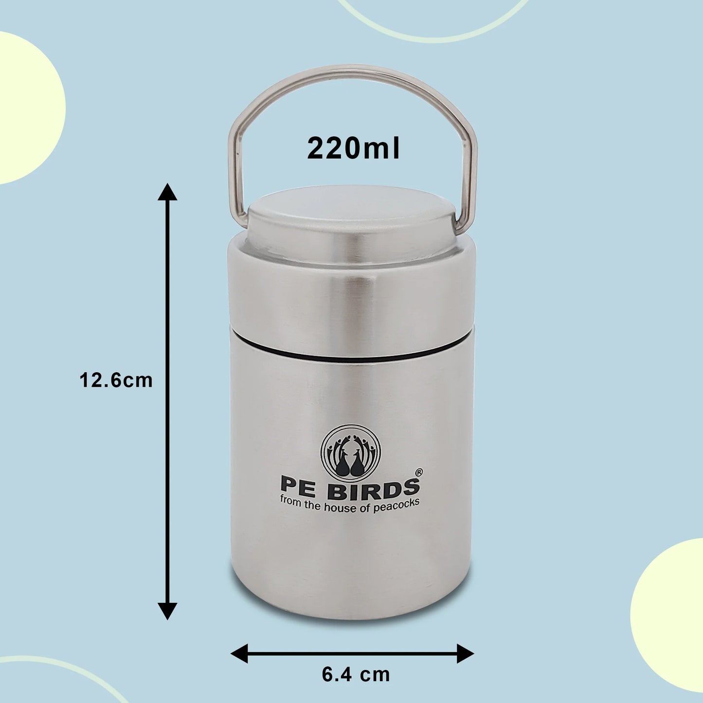 PE Birds Flow Sambar Jar 220ml Thermal Vacuum Insulated Food Jar