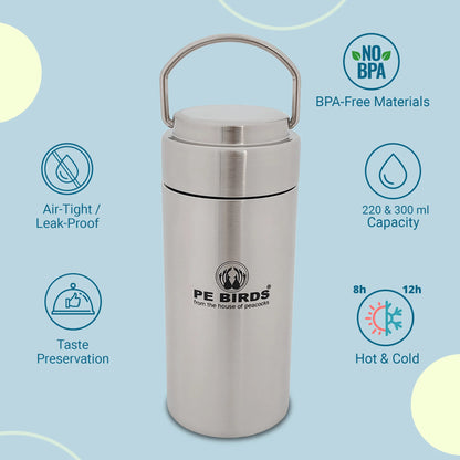 PE Birds Flow Sambar Jar 300ml Thermal Vacuum Insulated Food Jar