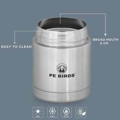 PE Birds Sambar Jar 390ml Thermal Vacuum Insulated Food Container