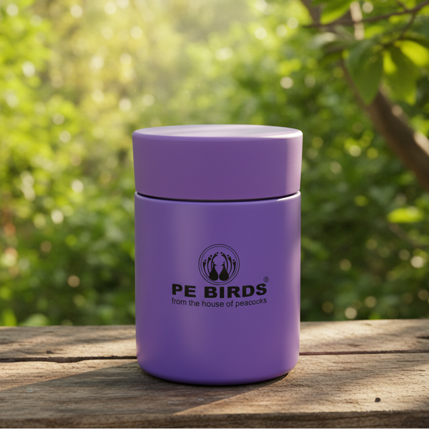 PE Birds Galaxy Sambar Jar 180ml Thermal Vacuum Insulated Food Container