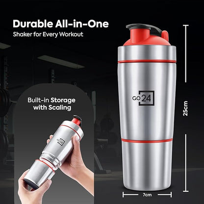 Pexpo Kinetic Shaker 900 Stainless Steel Protein Shaker with Extra Compartment