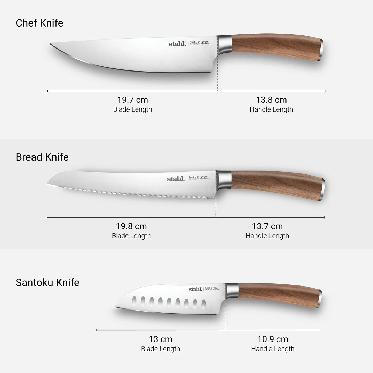 Stahl Talon Premium Knives 7pc Combo Saver (Including Knife Sharpener)