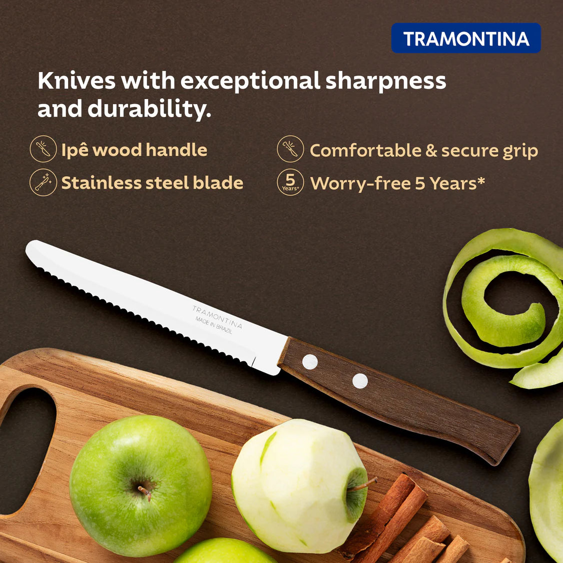 Tramontina Tradicional Fruit Knife 10.5cm Wooden