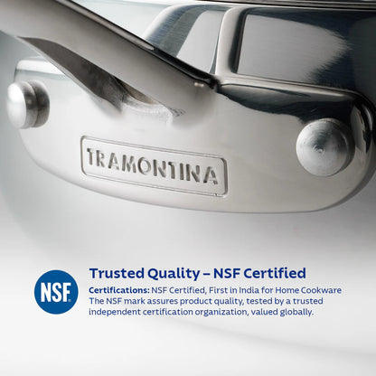 Tramontina Aeion Deep Kadai with SS Lid (20, 24, 26, 28, 32, 36, 40cm) Tri-Ply Clad Stainless Steel