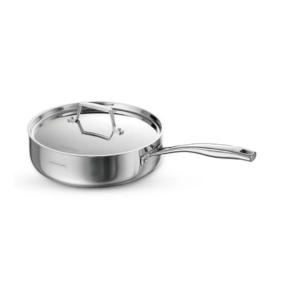 Tramontina Aeion Deep Sauté Pan with SS Lid (24cm) Tri-Ply Clad Stainless Steel