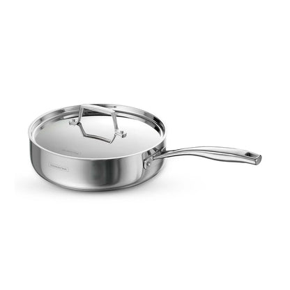 Tramontina Aeion Deep Sauté Pan with SS Lid (24cm) Tri-Ply Clad Stainless Steel