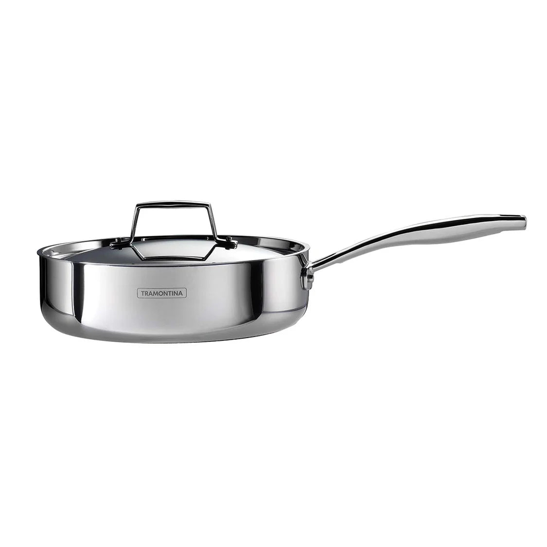 Tramontina Aeion Deep Sauté Pan with SS Lid (24cm) Tri-Ply Clad Stainless Steel