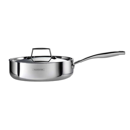 Tramontina Aeion Deep Sauté Pan with SS Lid (24cm) Tri-Ply Clad Stainless Steel